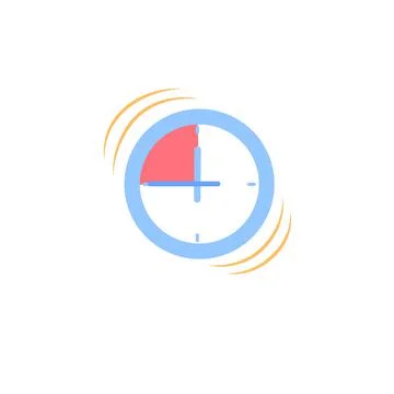 Flat cartoon ringing alarm clock,work stress deadline metaphor vector Illustrazione stock