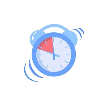 Flat cartoon ringing alarm clock,work stress deadline metaphor vector Stock Illustration