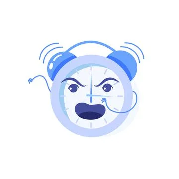 Flat cartoon ringing alarm clock,work stress deadline metaphor vector Stock Illustration