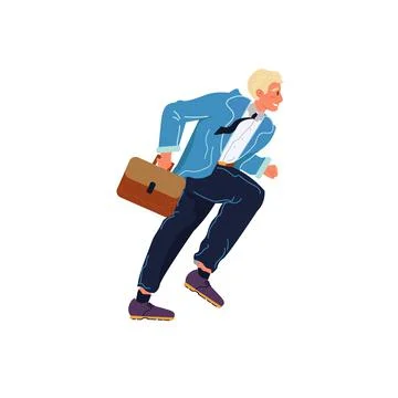 Flat cartoon running office character,workflow and time management vector Stock-Illustration