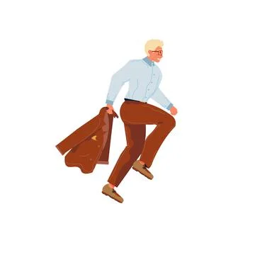 Flat cartoon running office character,workflow and time management vector Stock-Illustration