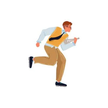 Flat cartoon running office character,workflow and time management vector Illustrazione stock