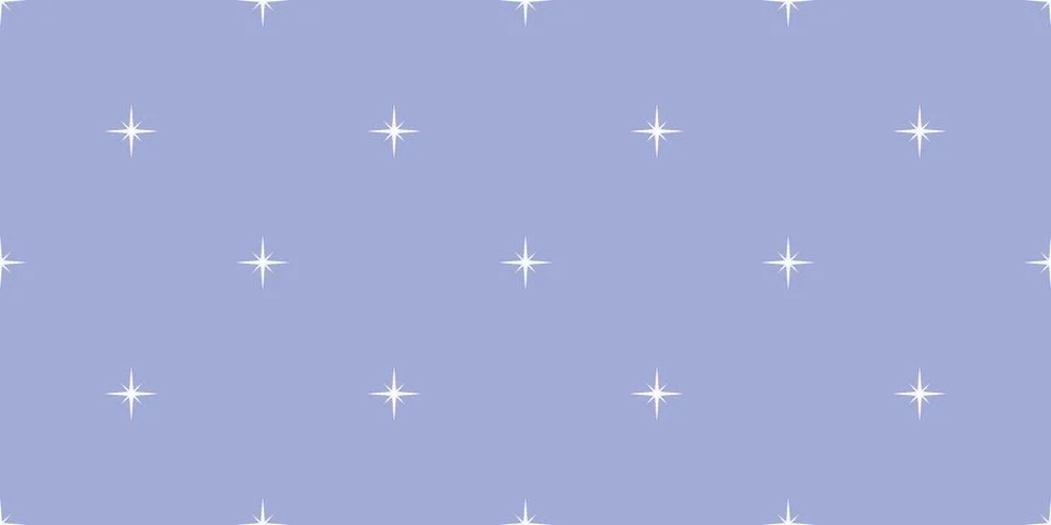 Flat cartoon seamless pattern with polka white stars over soft blue backgroun Stock Illustration