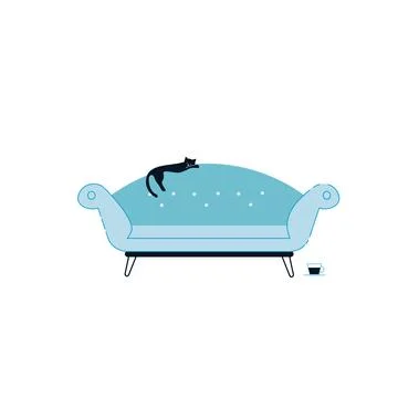 Flat cartoon sofa,living room interior elements for home life comfort vector Illustrazione stock