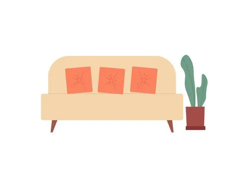 Flat cartoon sofa,room interior elements for home life comfort vector Illustrazione stock