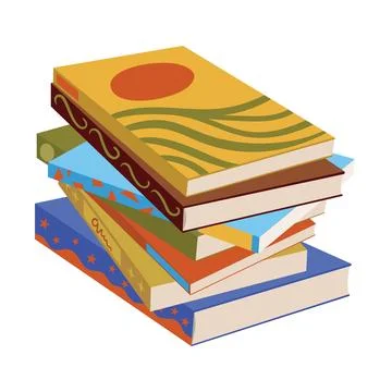 Flat cartoon stack of books in simple modern style. イラスト素材