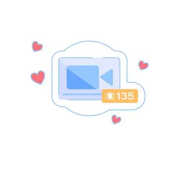 Flat cartoon stylized image of video camera,social media vlog vector Stock Illustration