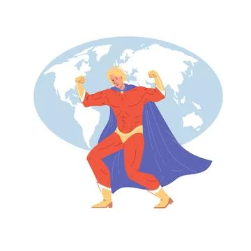 Flat cartoon superhero character vector illustration concept Stock Illustration