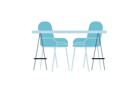 Flat cartoon table and couple of chairs,room interior elements for home life Stock-Illustration