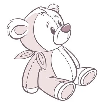 Flat Cartoon Teddy Bear Vector Design Stock Illustration