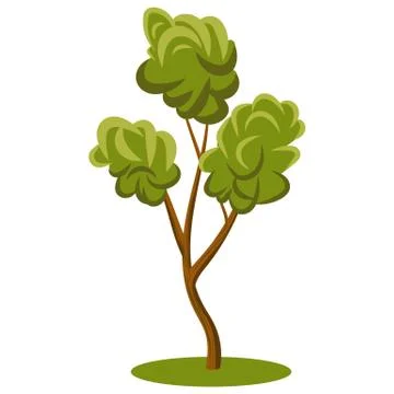Flat cartoon vector forest tree with variety of green shades leaves Stock Illustration