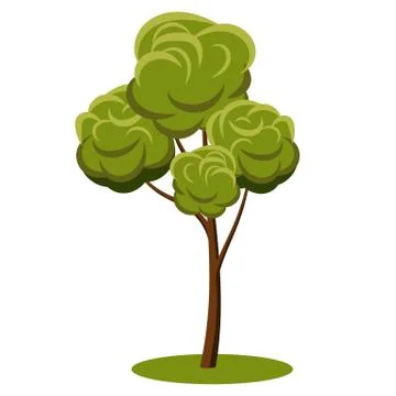 Flat cartoon vector forest tree with variety of green shades leaves. Stock-Illustration