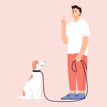 Flat Cartoon Vector Illustration about dogs training Stock Illustration