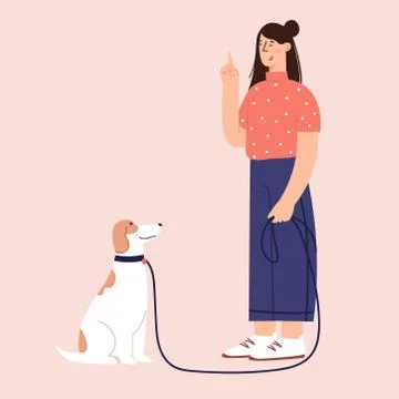 Flat Cartoon Vector Illustration about Human and puppy friendship Stock Illustration