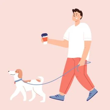Flat Cartoon Vector Illustration about Human and dogs friendship Illustrazione stock