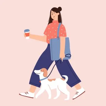 Flat Cartoon Vector Illustration about Human and dogs friendship Stock Illustration