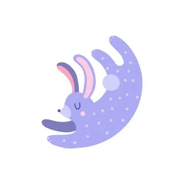 Flat cartoon vector illustration with cute rabbit, hand drawn style. Stock Illustration