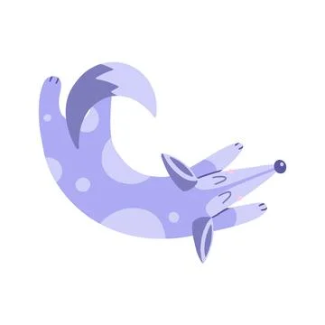 Flat cartoon vector illustration with cute fox, hand drawn style. Stock Illustration