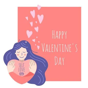 Flat cartoon vector illustration, hand drawn style. Valentine's day for sin.. Stock Illustration