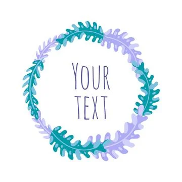 Flat cartoon vector illustration with leaf frame, hand drawn style. Illustrazione stock