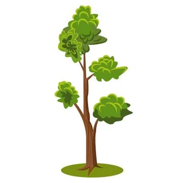 Flat cartoon vector tree. Flat Vector Illustration for nature props Illustrazione stock