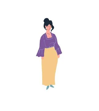 Flat cartoon woman character on empty background,family life social vector Stock Illustration