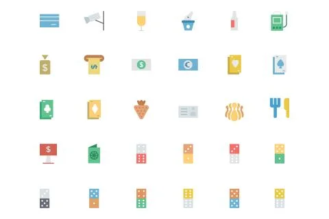 Flat Casino Vector Colored Icons Set Stock Illustration