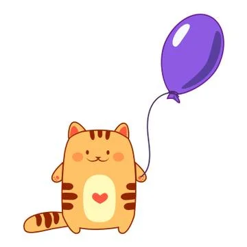 Flat cat with bubble Stock Illustration