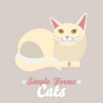 Flat cat isolated vector. Cartoon illustration domestic yellow cat logo icon Stock Illustration