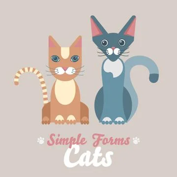 Flat cats isolated vector set. Cartoon illustration icons domestic cat Stock Illustration