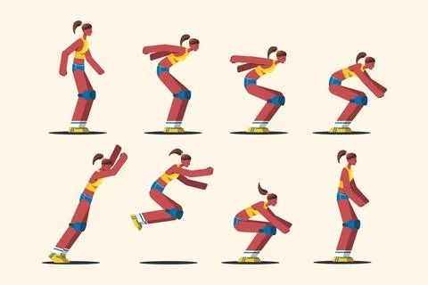 Flat character animation frames Stock Illustration