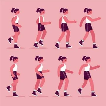 Flat character animation frames Stock Illustration