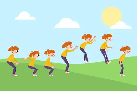 Flat character animation frames Stock Illustration