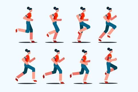 Flat character animation frames Stock Illustration