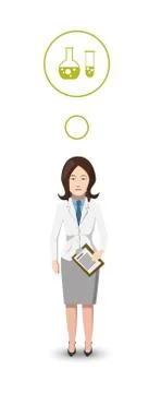 Flat character, chemist with profession icon Stock Illustration