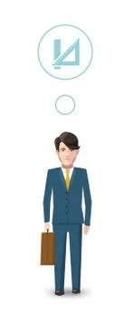 Flat character, mathematician with profession icon Stock Illustration
