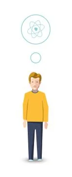 Flat character, physicist with profession icon Stock Illustration