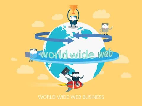 Flat character world wide web business concept illust イラスト素材
