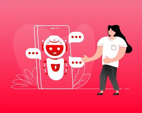 Flat chat bot people for web design. Ui design concept. Cartoon vector Illustrazione stock