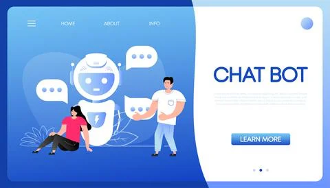 Flat chat bot people for web design. Ui design concept. Cartoon vector Illustrazione stock
