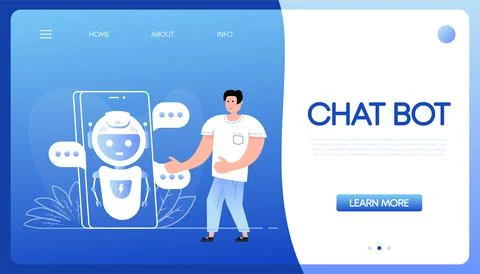 Flat chat bot people for web design. Ui design concept. Cartoon vector Illustrazione stock