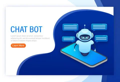 Flat chat bot for web design. Flat isometric vector illustration. Artificial Ilustración de archivo