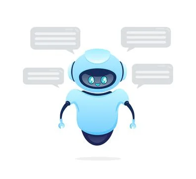 Flat chat bot for web design. Flat isometric vector illustration. Artificial 库存插图