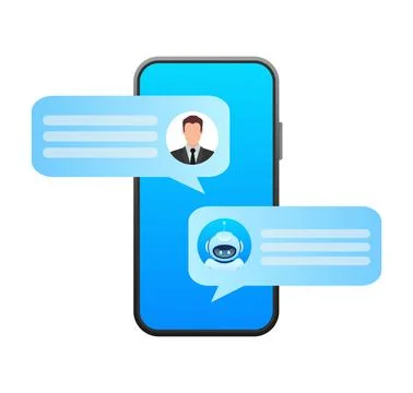 Flat chat bot for web design. Flat isometric vector illustration. Artificial 库存插图