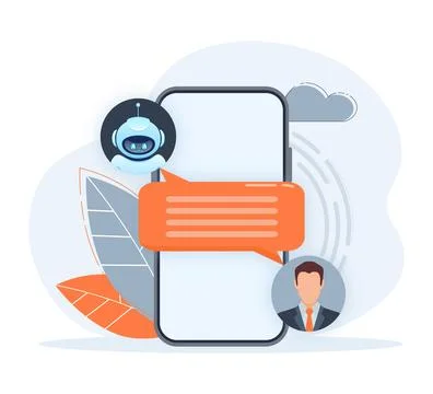 Flat chat bot for web design. Flat isometric vector illustration. Artificial Stock Illustration