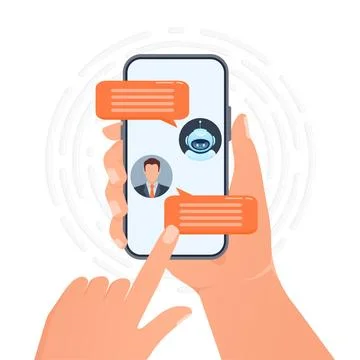 Flat chat bot for web design. Flat isometric vector illustration. Artificial Stock Illustration