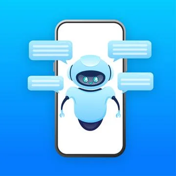 Flat chat bot for web design. Flat isometric vector illustration. Artificial Иллюстрация