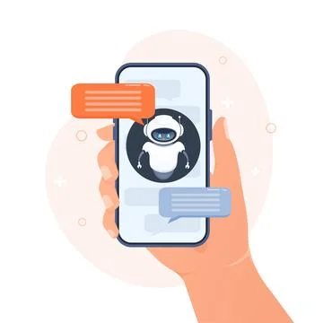 Flat chat bot for web design. Flat isometric vector illustration. Artificial 스톡 일러스트