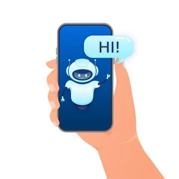 Flat chat bot for web design. Flat isometric vector illustration. Artificial Stock Illustration