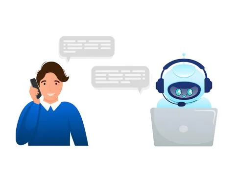 Flat chat bot for web design. Flat isometric vector illustration. Artificial イラスト素材